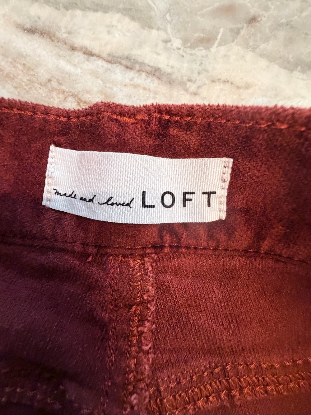 LOFT Burgundy Velvet Skinny Pants Women’s 10P 30 Petite - Picture 5 of 12